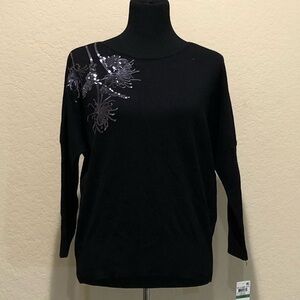 Alfani Black Sweater with Sequin Details
